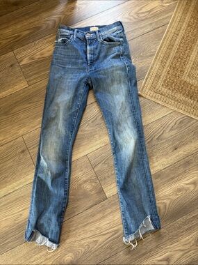 Mother jean’s size 23 high waisted rascal ankle slit flip double shot espresso